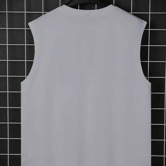 3pcs Set. White 'Vacay Mode' Tank Top with Palm Tree Print Shorts plus Hat - Picture 4 of 6